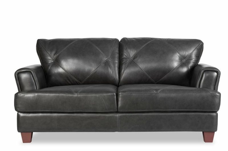 Vita 100% Genuine Leather Loveseat – Charcoal Furniture