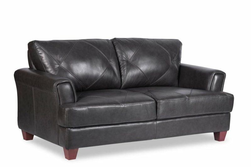 Vita 100% Genuine Leather Loveseat – Charcoal Furniture