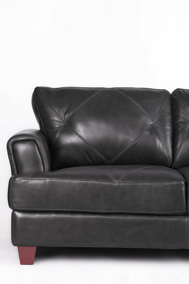 Vita 100% Genuine Leather Loveseat – Charcoal Furniture