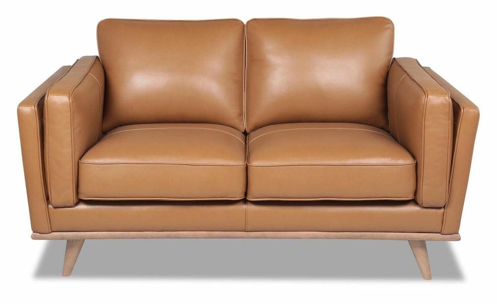 Vivia Top-Grain Genuine Leather Loveseat – Caramel Furniture