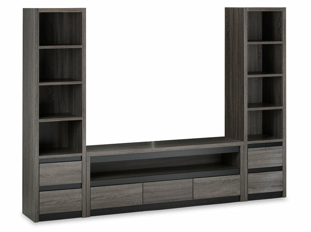 Walker 3 Piece Entertainment Centre With Storage And Cable Management For Tv’s Up To 70″- Distressed Grey Entertainment Centres & Wall Units