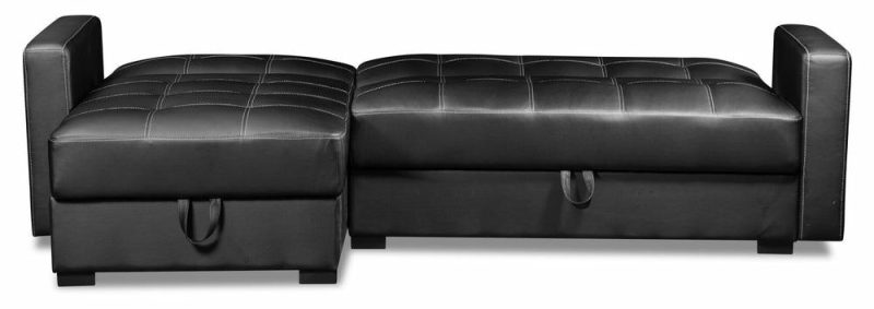 Weston 2-Piece Leather-Look Fabric Left-Facing Futon Sectional – Black Furniture