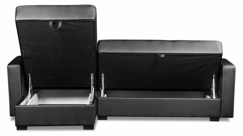 Weston 2-Piece Leather-Look Fabric Left-Facing Futon Sectional – Black Furniture