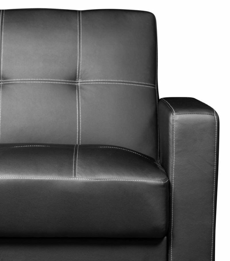 Weston 2-Piece Leather-Look Fabric Left-Facing Futon Sectional – Black Furniture