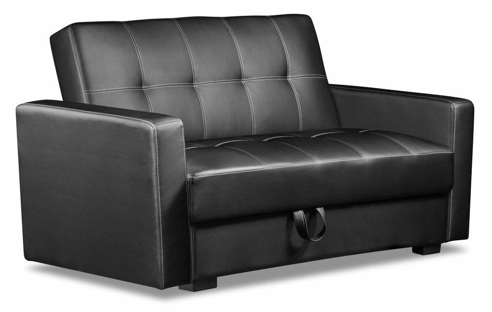 Weston 55″ Black Leather-Look Fabric Klik Klak Futon With Storage Furniture