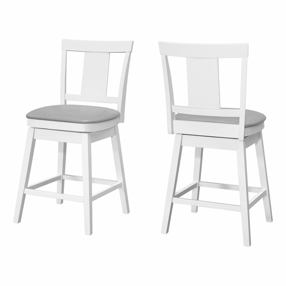 White Grey Leather-Look Bar Stool – Set Of 2 Bar Stools