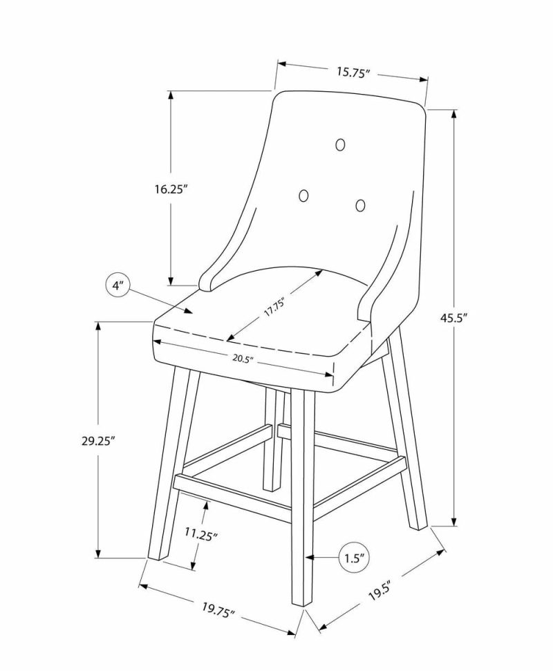 White Grey Leather-Look Bar Stool – Set Of 2 Bar Stools