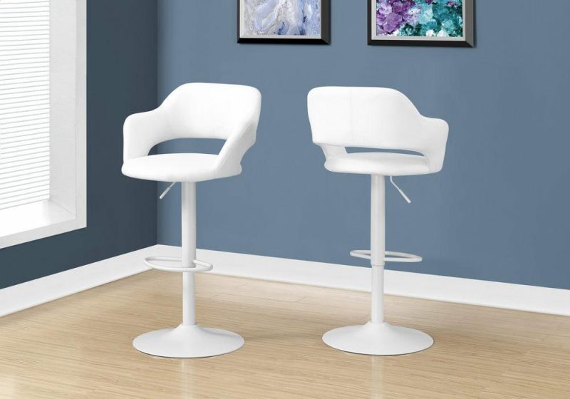 White Metal Hydraulic Lift Bar Stool Bar Stools