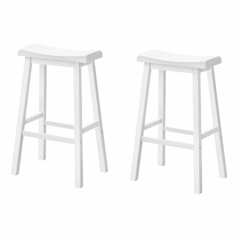 White Saddle Seat Bar Stool – Set Of 2 Bar Stools