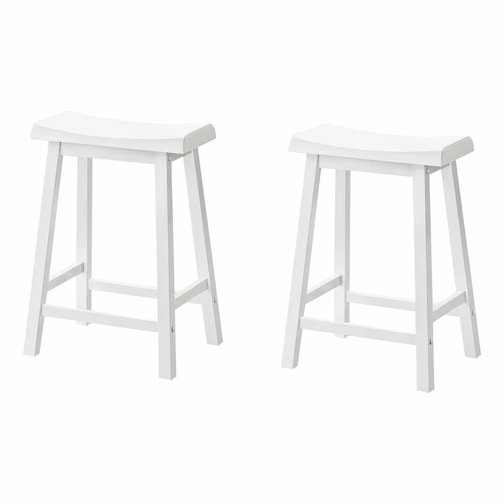 White Saddle Seat Bar Stool – Set Of 2 Bar Stools