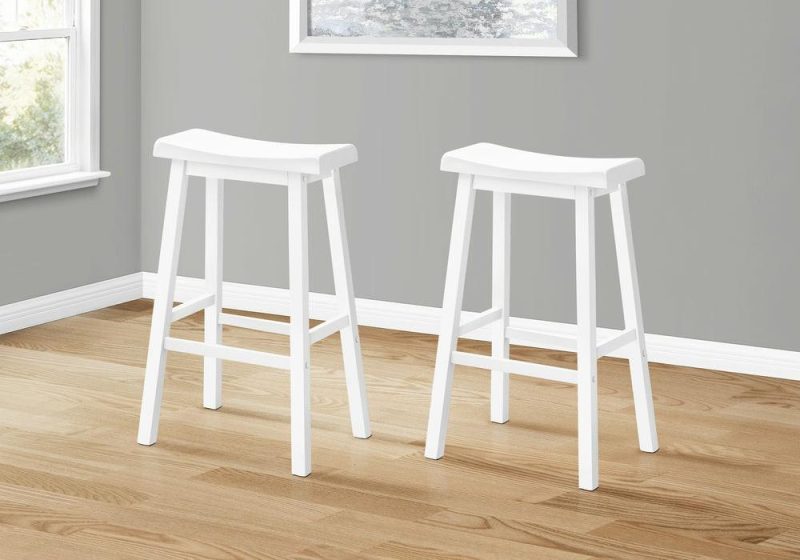 White Saddle Seat Bar Stool – Set Of 2 Bar Stools