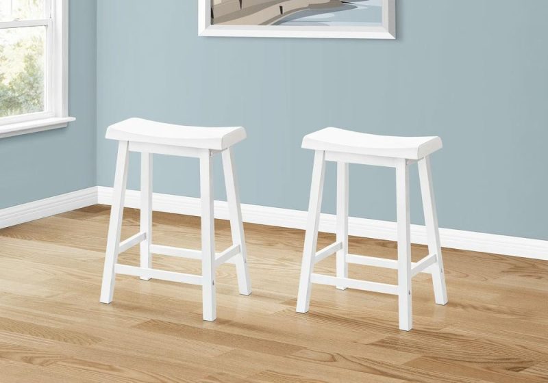 White Saddle Seat Bar Stool – Set Of 2 Bar Stools