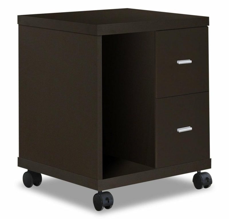 Willis 17.75″ Filing Cabinet With 2-Drawers & Open Storage On Casters – Espresso Cabinets