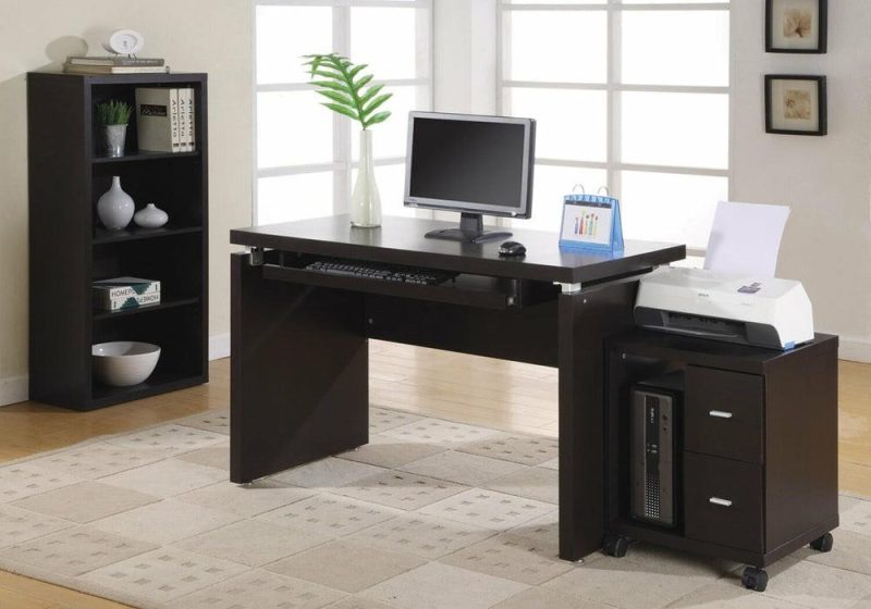 Willis 17.75″ Filing Cabinet With 2-Drawers & Open Storage On Casters – Espresso Cabinets