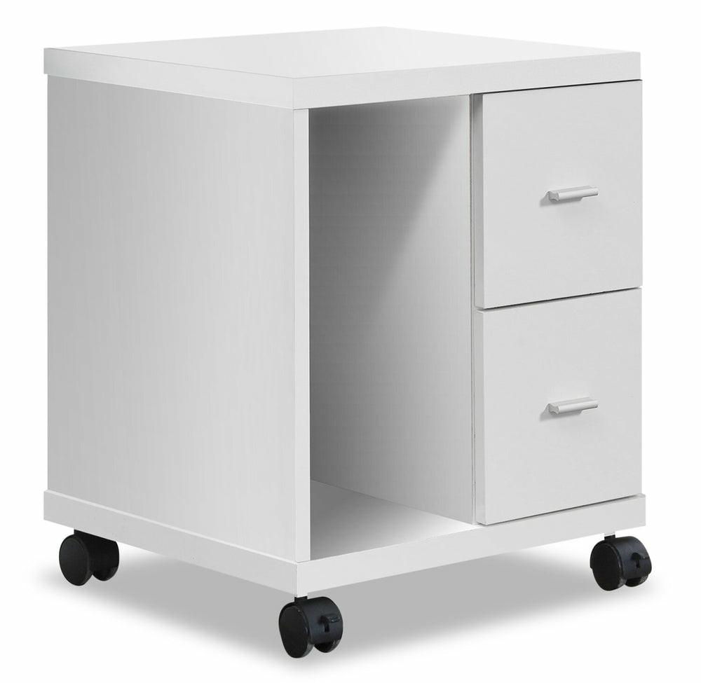 Willis 17.75″ Filing Cabinet With 2-Drawers & Open Storage On Casters – White Cabinets