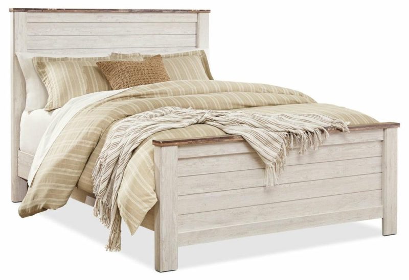 Willowton Panel Headboard, Whitewash – Queen Size Bedroom