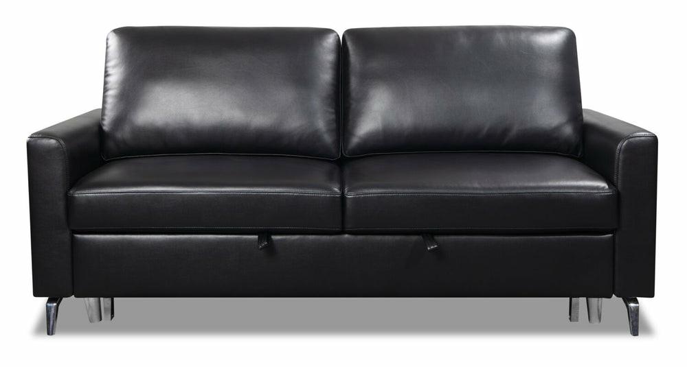 Wilson 77.5″ Black Leather-Look Fabric Sleeper Sofa Furniture