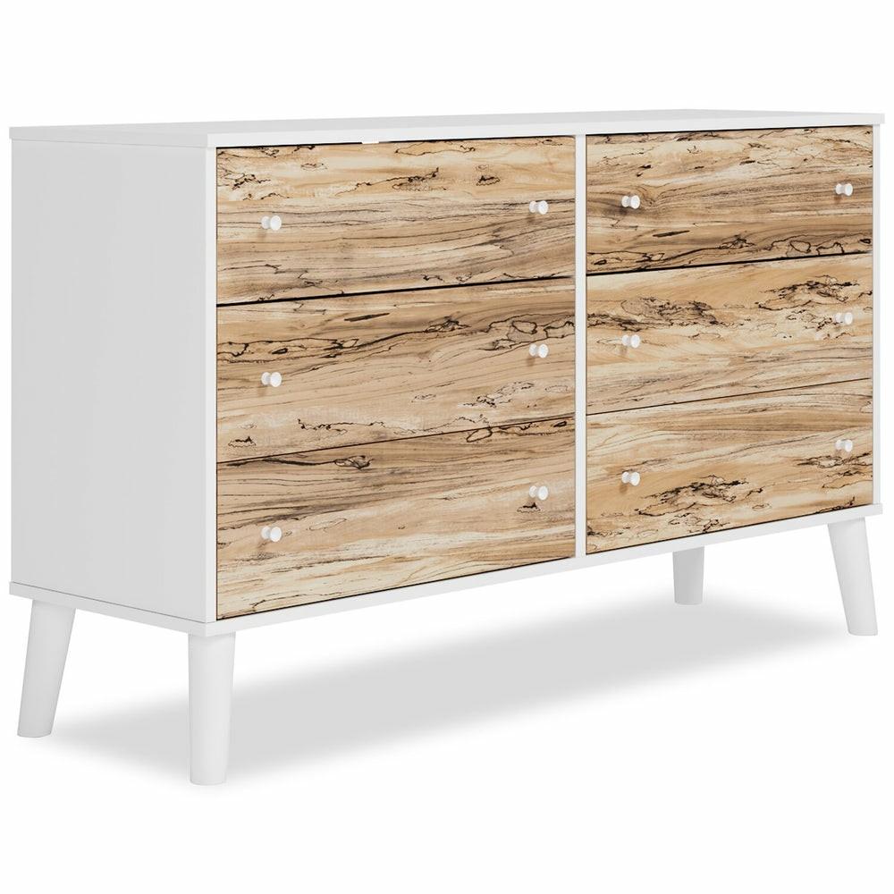 Wolf Bedroom 6-Drawer Dresser, 59″W X 33.9″H, Modern Mid-Century – Two-Tone White & Natural Bedroom