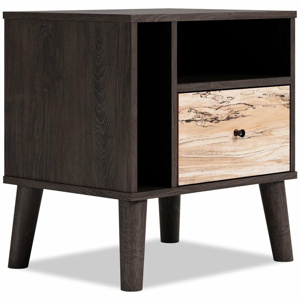 Wolf Bedside 1-Drawer Nightstand, 23.7″W X 21.9″H, Modern Mid-Century – Two-Tone Brown & Natural Bedroom