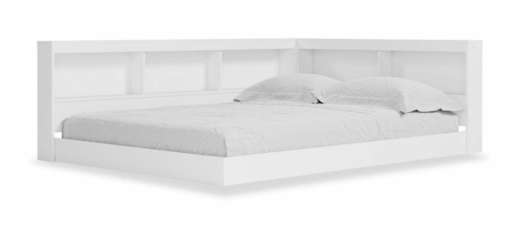 Wolf Platform Bookcase Bed For Kids, White – Full Size Bedroom