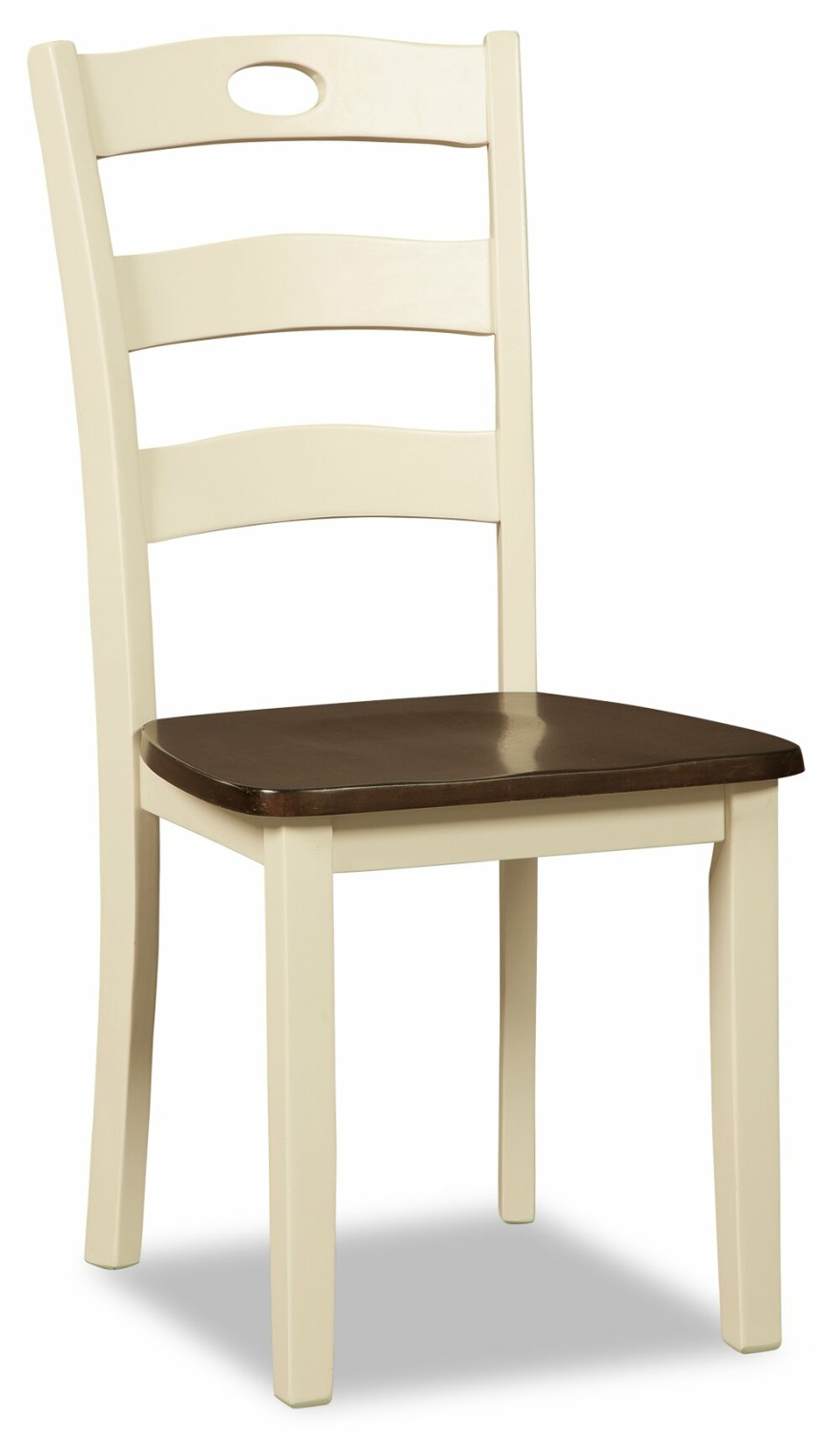 Woodanville Dining Chair, Ladder Back -Two-Tone White & Brown Dining Chairs