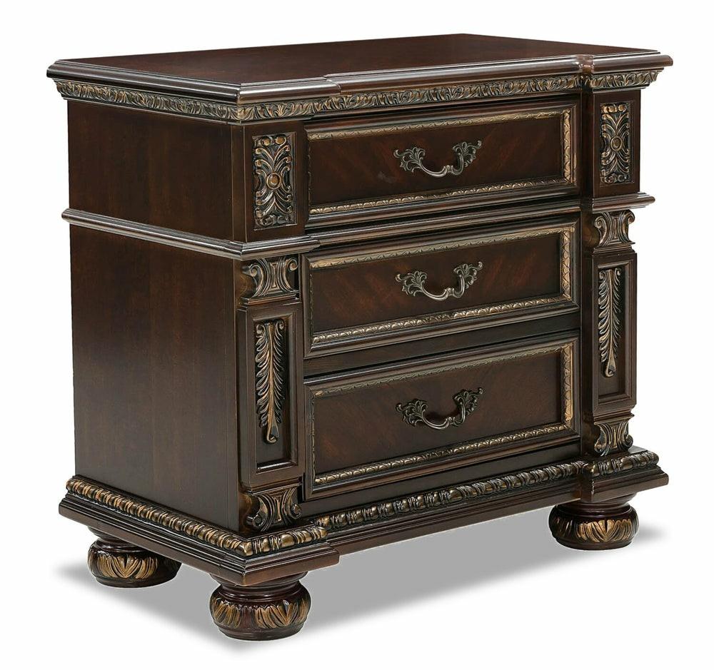 Wynn Bedside 3-Drawer Nightstand, 31″W X 29.5″H – Cherry Brown Bedroom