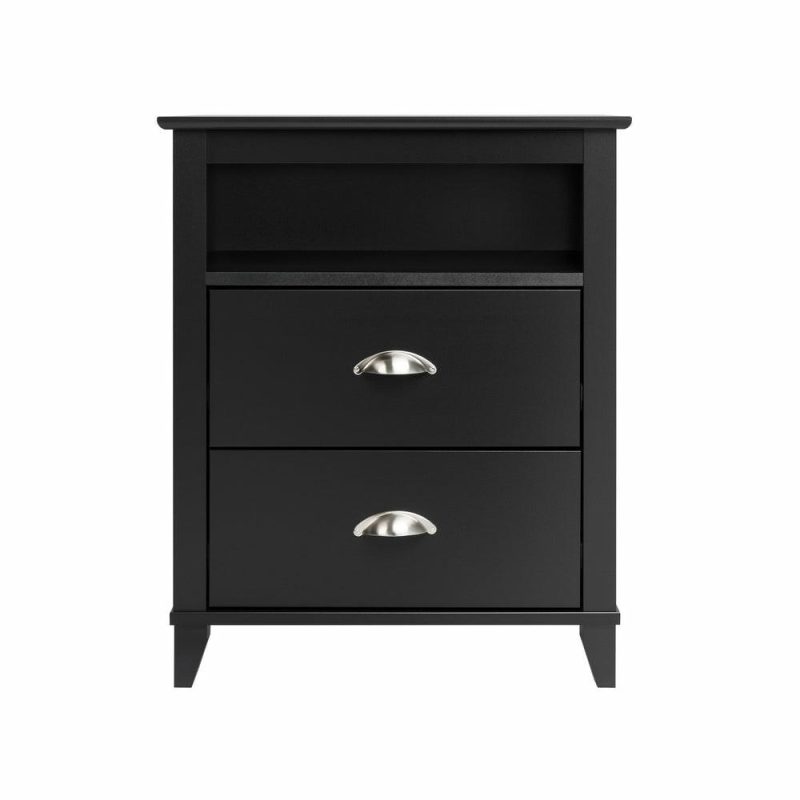 Yaletown 2-Drawer Tall Nightstand – Black Bedroom