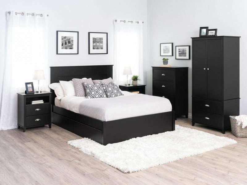 Yaletown 2-Drawer Tall Nightstand – Black Bedroom