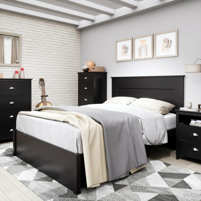 Yaletown 2-Drawer Tall Nightstand – Black Bedroom