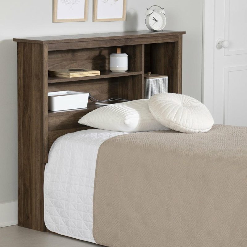 Yodi Bookcase Headboard – Natural Walnut Bedroom