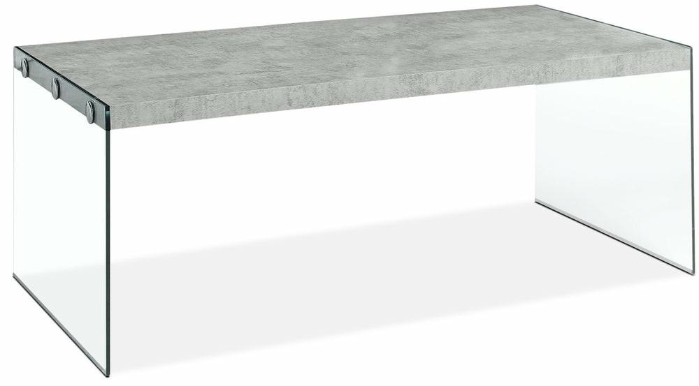 Yonah 44″ Modern Coffee Table – Cement Grey With Glass Legs Coffee Tables