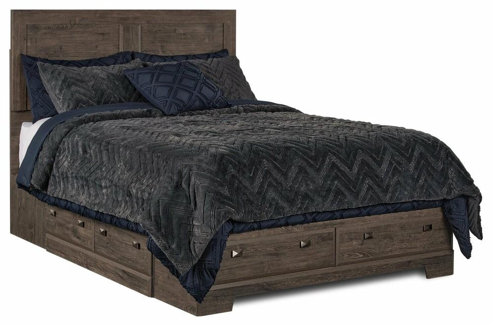 Yorkdale 6-Drawer Platform Bed With Headboard & Storage Frame, Made In Canada, Grey – Full Size Bedroom