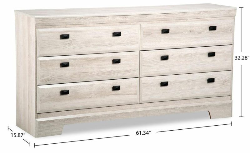 Yorkdale Bedroom 6-Drawer Dresser, 61.4″W X 32.3″H, Made In Canada – White Bedroom