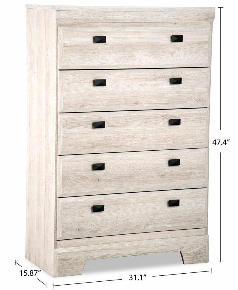 Yorkdale Bedroom Chest Of Drawers, 5-Drawer, 31.1″W X 47.4″H, Made In Canada – White Bedroom