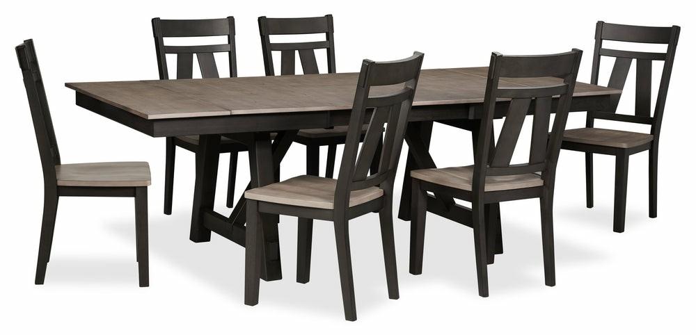 Zao 7Pc Dining Set With Table & 6 Chairs, 66-94″W Extension, Melamine – Brown Dining Room