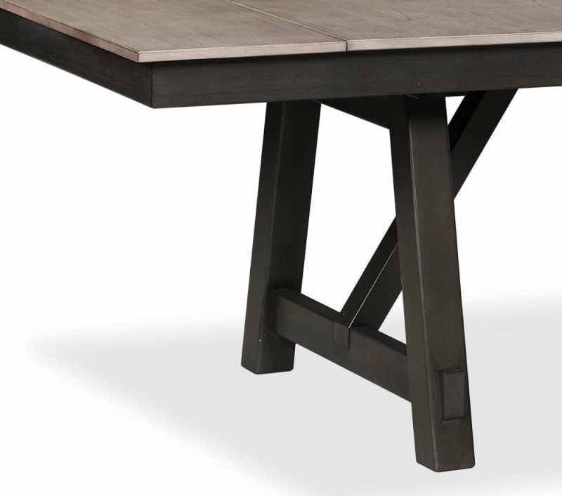 Zao Dining Table With 66-94″W Extension, Melamine, Trestle Base – Brown Dining Room