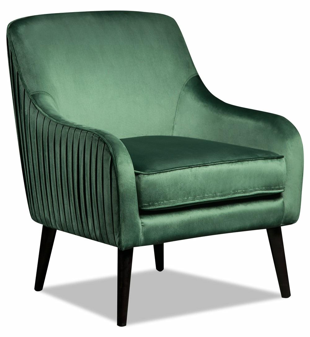 Zelda 28.3″ Green Velvet Fabric Accent Chair With Wood Legs Accent Chairs