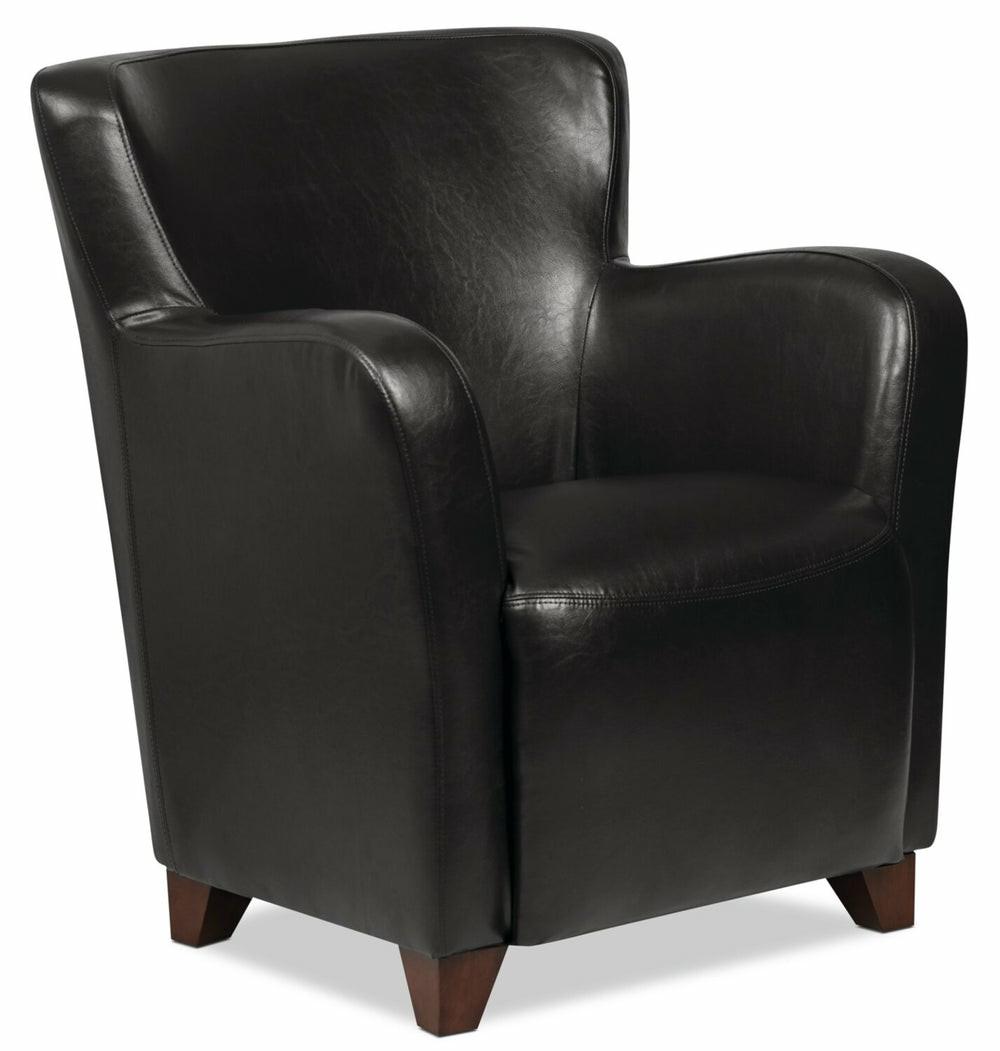 Zello 29.92″ Black Faux Leather Accent Chair With Wood Legs Accent Chairs