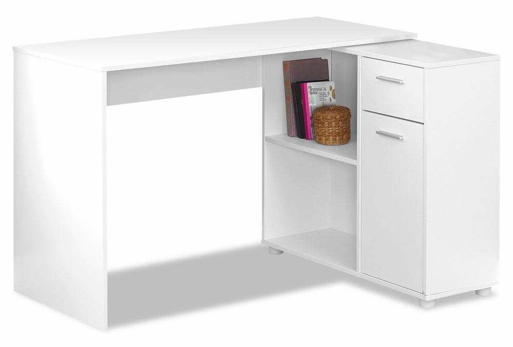 Zoey 46″ L-Shaped Desk With Cubbies, Drawer & Cabinet – White Desks