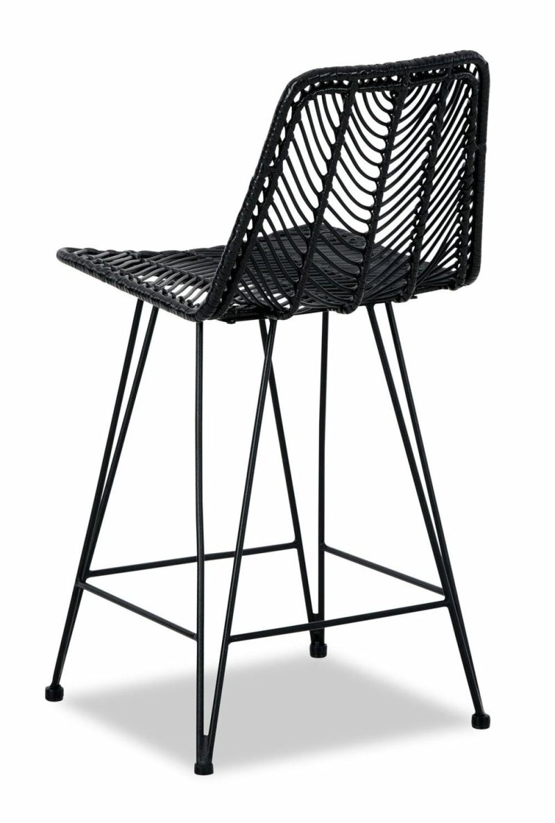 Zuma Barstool With Resin Wicker & Metal – Black Bar Stools