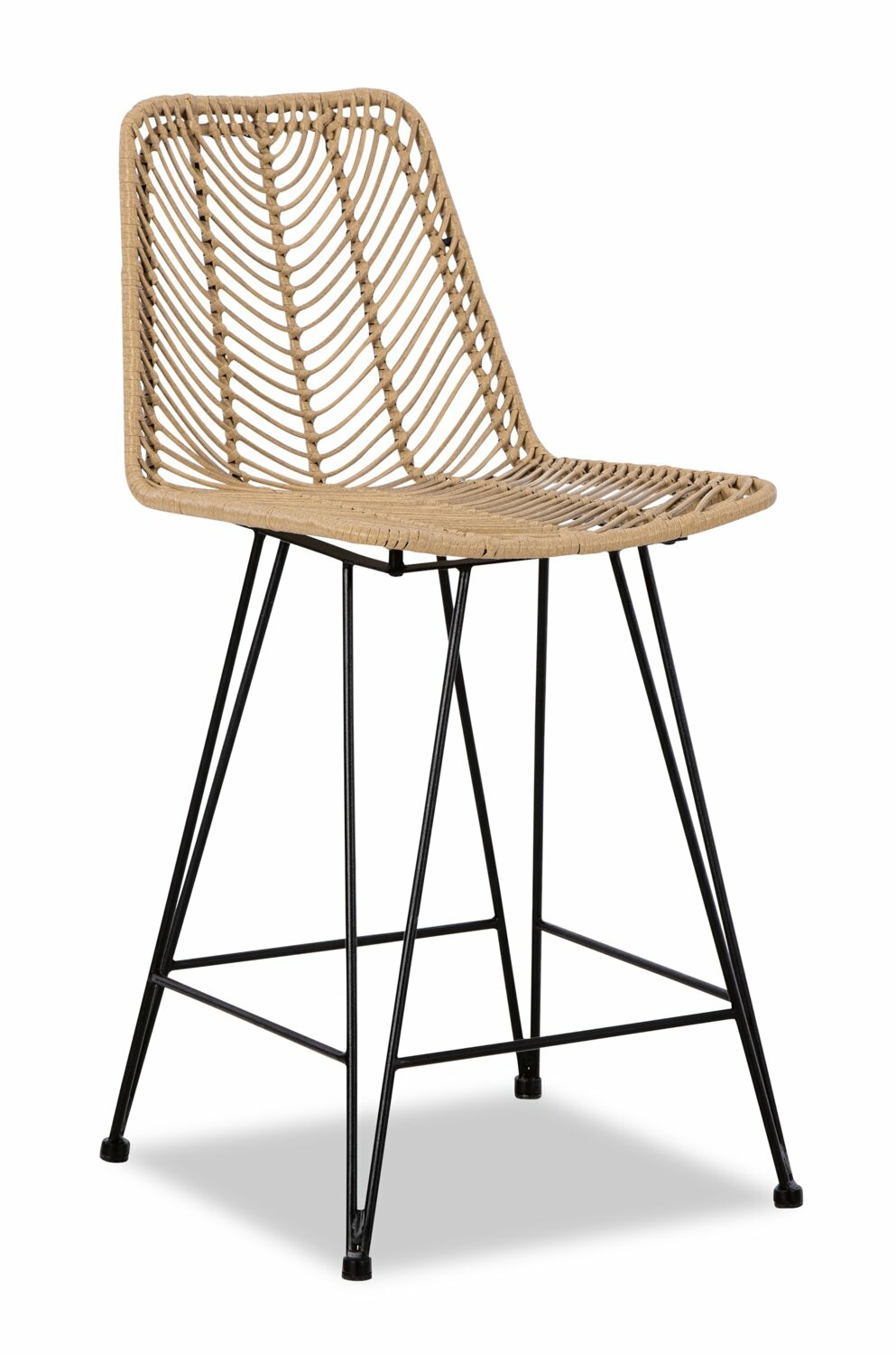 Zuma Counter-Height Stool With Resin Wicker & Metal – Natural Bar Stools