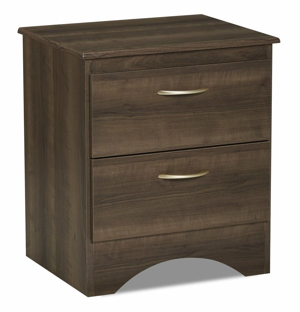 Aida Bedside 2-Drawer Nightstand, 19.2″W X 22.2″H, Made In Canada – Brown Bedroom