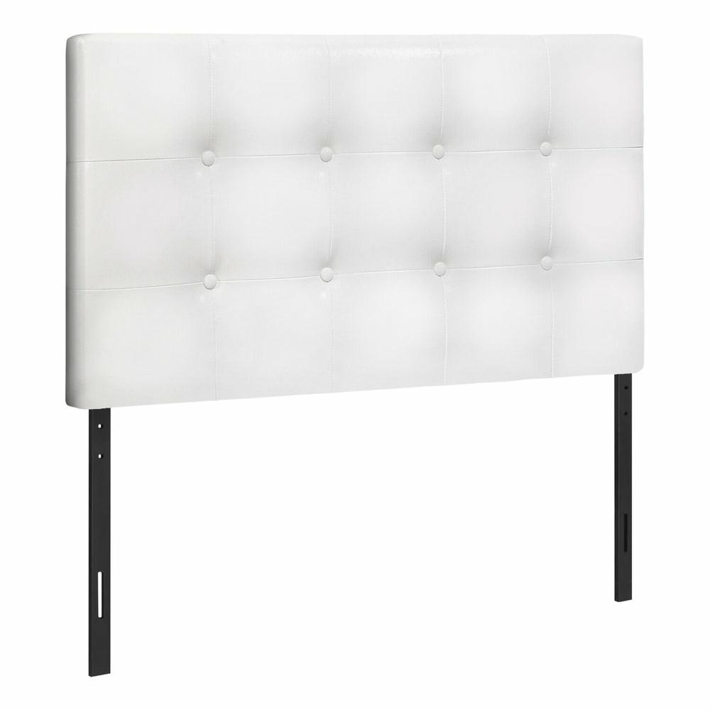 Estel Upholstered Headboard In White Vegan Leather Fabric, Button Tufted – Twin Size Bedroom