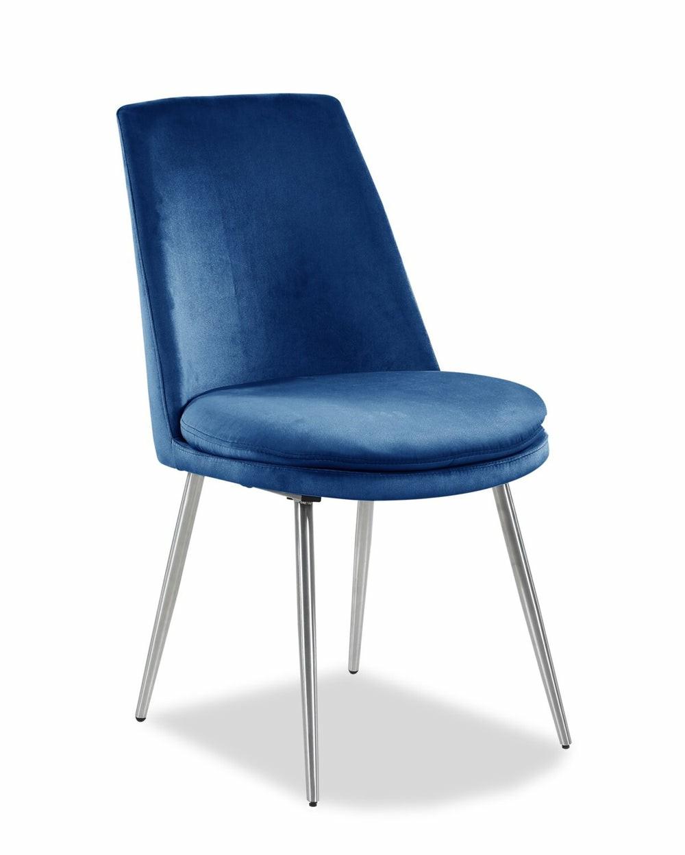 Tera Dining Chair With Velvet Fabric, Metal, Modern Mid-Century – Navy Blue Accent Chairs