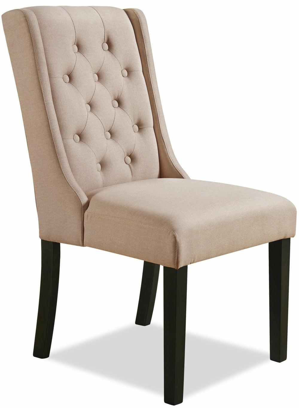 York Wing-Back Dining Chair With Linen-Look Fabric – Taupe Accent Chairs