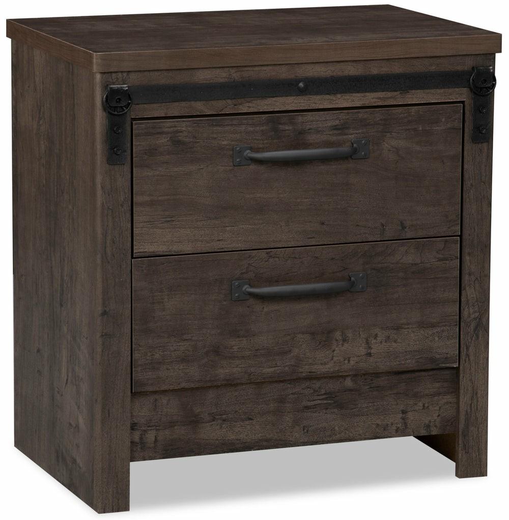 Grayson Bedside 2-Drawer Nightstand, 23.8″W X 24.8″H, Made In Canada, Rustic – Dark Grey Bedroom