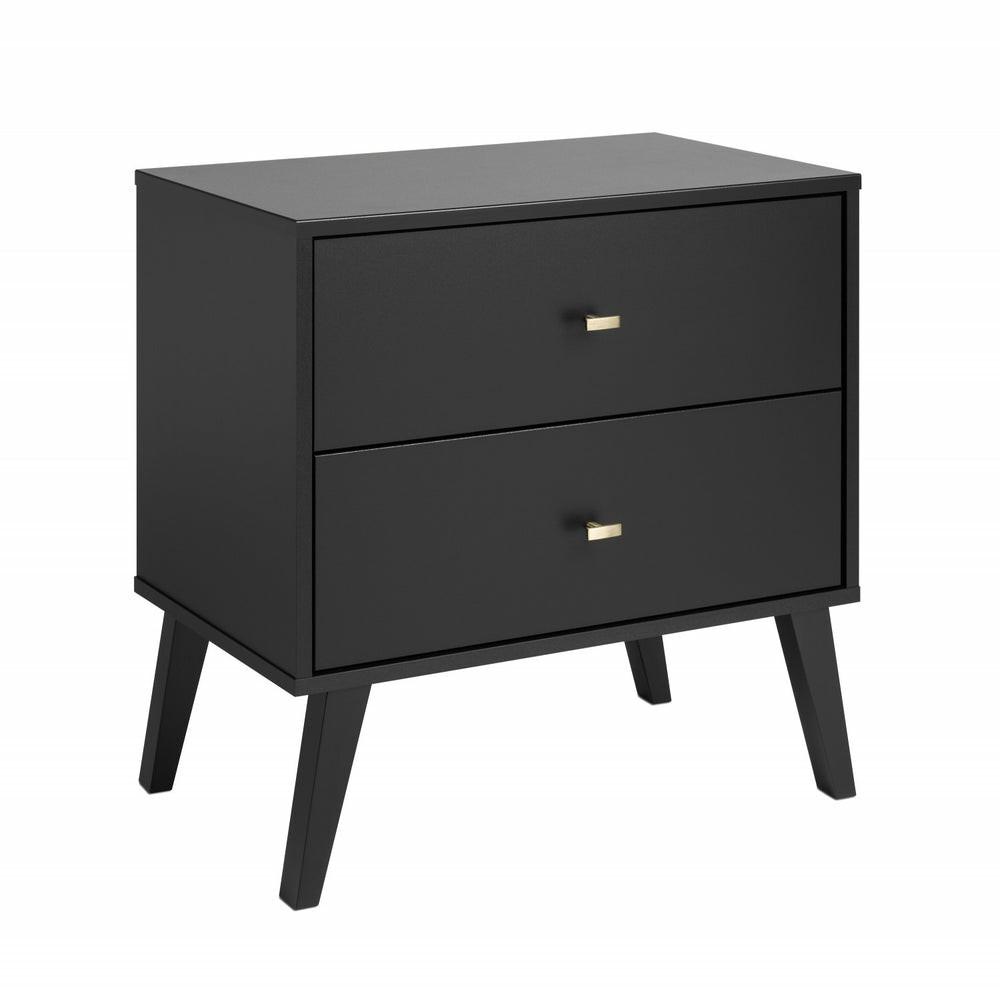 Milo 2-Drawer Nightstand – Black Bedroom