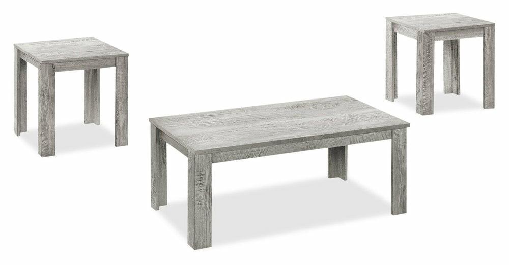 Remy 44″ Traditional 3-Pack Coffee + 2 End Tables – Grey Coffee Tables