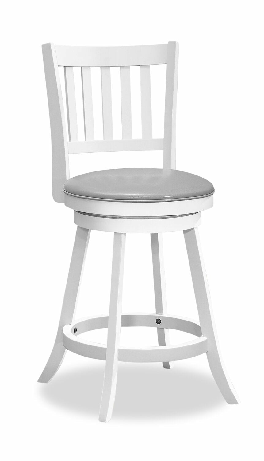 Rory Counter-Height Stool With Swivel Seat, Vegan Leather Fabric – White Bar Stools