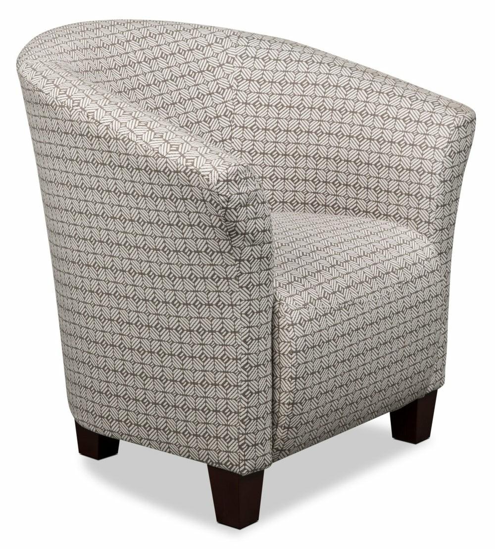 31″ Pewter Grey Fabric Tub-Style Accent Chair With Wood Legs Accent Chairs